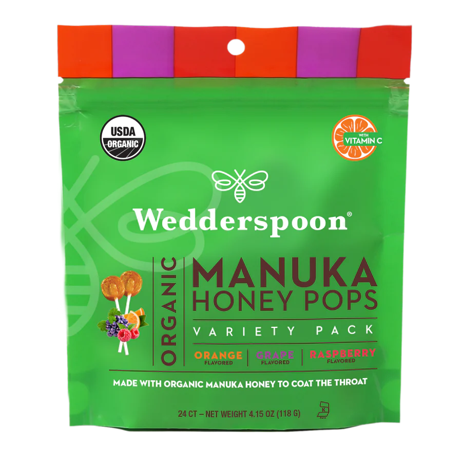 Organic Manuka Honey Pops Variety Pack (Orange/Grape/Raspberry) 118g